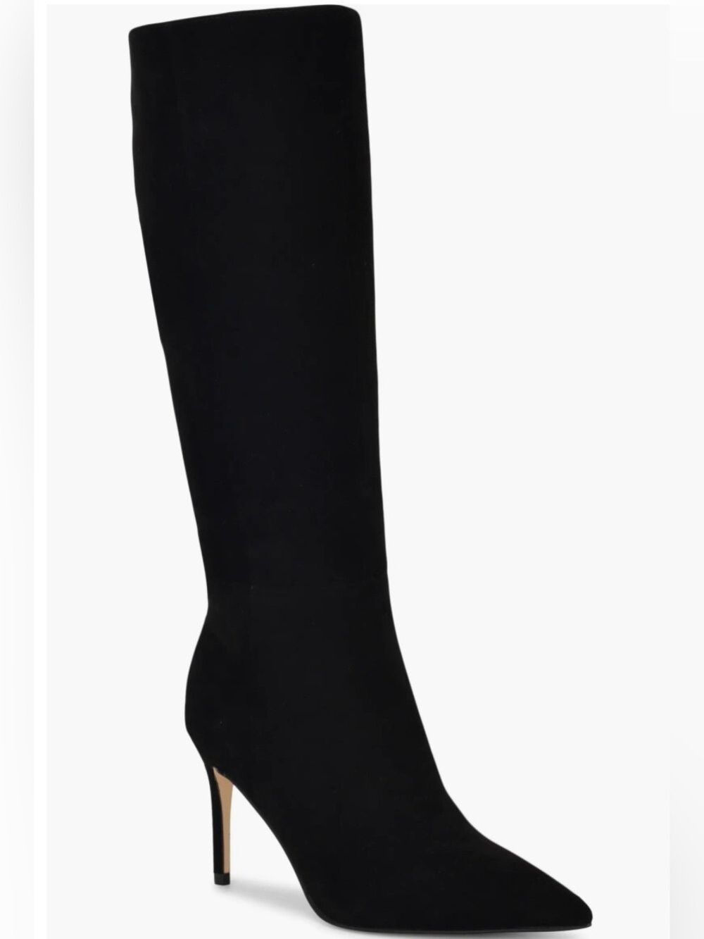 Nine West Cook Suede Black Knee High Boots Pointed Toe Stiletto Sz 8 - NWT